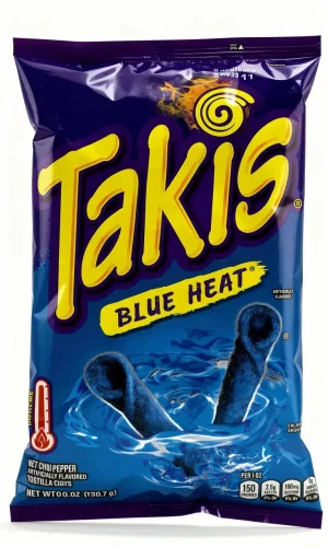 Takis Blue Heat hot chili pepper flavored tortilla chips, 9.9-ounce / 280-gram bags (case of 14)
