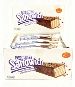Elegance Sandwich chocolate coated wafer with vanilla cream, 12 x 600-gram in wrapper (case of 12)