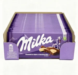 Milka cow spots milk chocolate bars, 3.17-ounce / 90-gram box (case of 24)