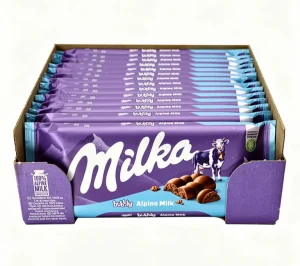 Milka bubbly alpine milk chocolate bars, 3.17-ounce / 90-gram box (case of 14)