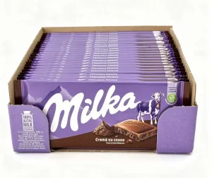 Milka crema cu cacao / chocolate mousse filled chocolate bars, 3.52-ounce / 100-gram box (case of 22)