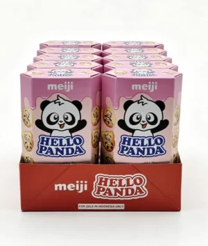 Meiji Hello Panda strawberry creme center with biscuit shell, 1.48-ounce / 42-gram paper tube (case of 10)