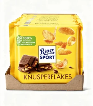 Ritter Sport knusperflakes corn flakes chocolate bar 3.52-ounce / 100-gram in wrapper (case of 10)