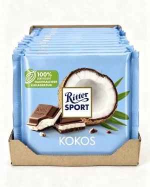 Ritter Sport Groovy Kokos coconut chocolate bar 3.52-ounce / 100-gram in wrapper (case of 12)
