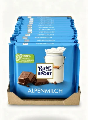 Ritter Sport Nut Alpenmilch chocolate bar 3.52-ounce / 100-gram in wrapper (case of 12)