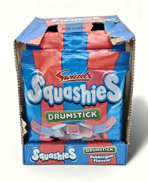 Swizzels Squashies Drumstick bubblegum flavor soft candy, 4.23-ounce / 120-gram hanging bag (case of 12)