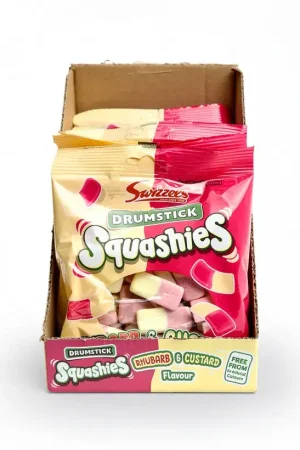 Swizzels Squashies Drumstick rhubarb & custard flavor soft candy, 4.23-ounce / 120-gram hanging bag (case of 12)