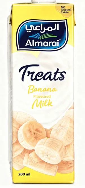 Almarai Treats banana milk 200-ml drink boxes with straw (tray of 27)