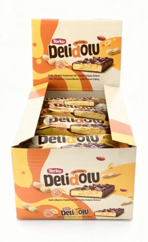 Torku Delidolu milk chocolate coated biscuit with peanut filling 1.27-ounce / 36-grams in wrapper (case of 24)