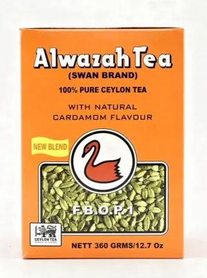 Alwazah Swan ceylon tea with natural cardamom flavour, loose 360-gram boxes (case of 20)