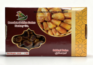 Rawdet Al Shira Dates Factory Co. sukkari dates with pit, 3.8-lb / 1.7-kg (case of 6)