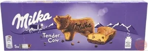 Milka Tender Cow cocoa soft cake with chocolate chips, 5-pieces in 140-gram box (case of 16)
